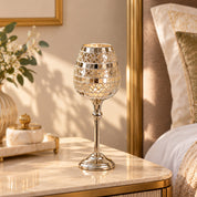 VON CASA Goblet T-Light Holder (Big) – Silver Mosaic Elegance