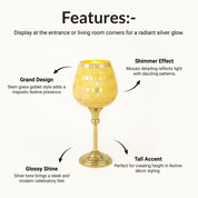 VON CASA Goblet T-Light Holder (Big) – Silver Mosaic Elegance