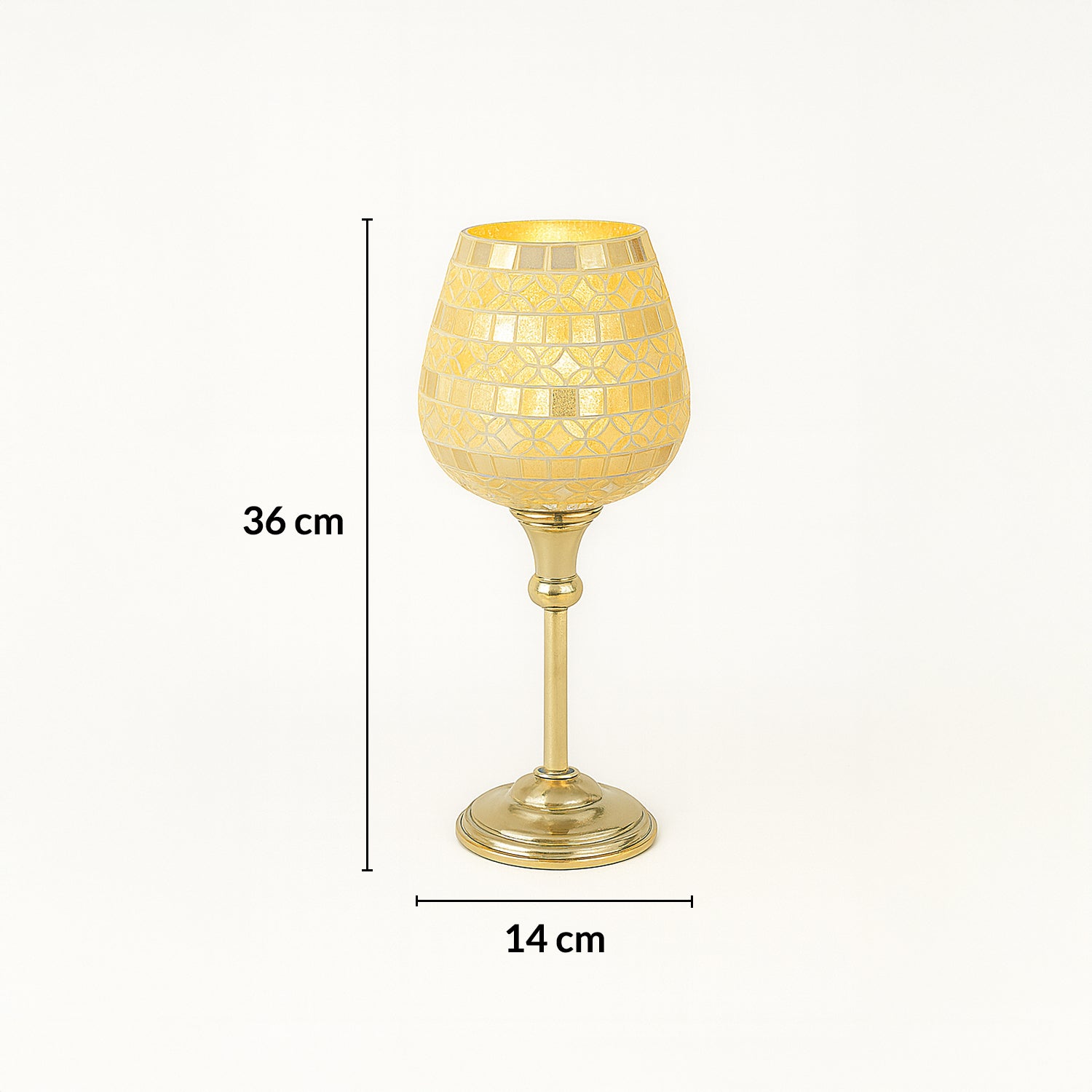 VON CASA Goblet T-Light Holder (Big) – Silver Mosaic Elegance