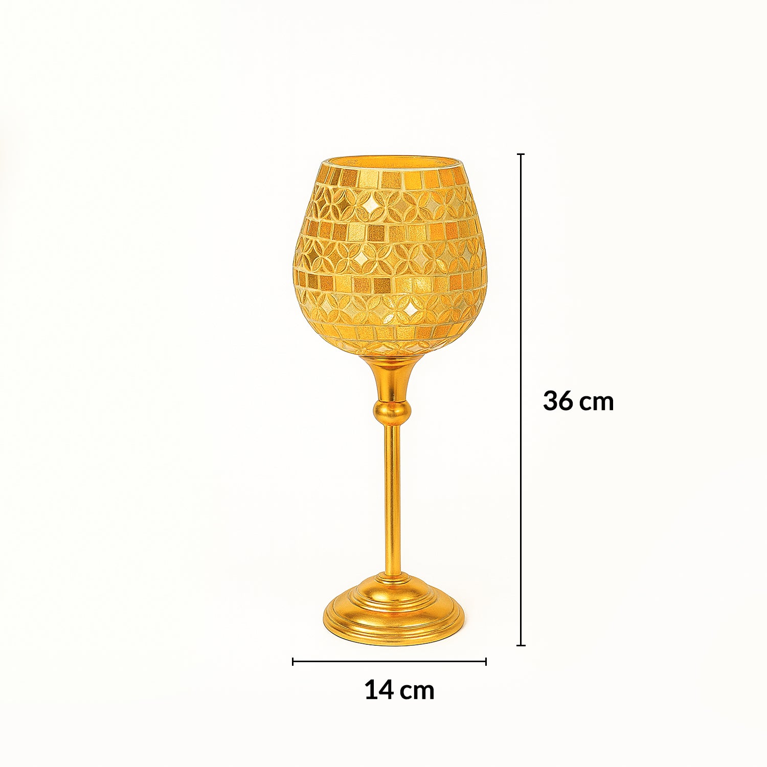 VON CASA Goblet T-Light Holder (Big) – Golden Mosaic Grandeur
