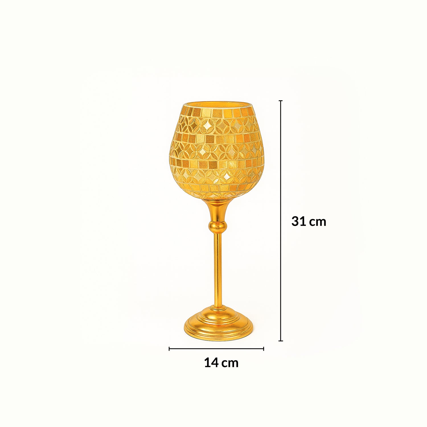 VON CASA Goblet T-Light Holder (Small) – Golden Mosaic Charm