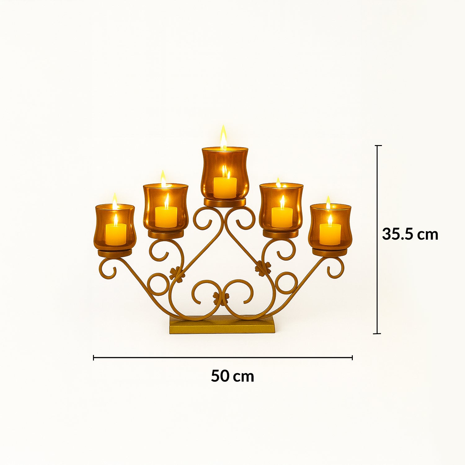VON CASA 5 Votive T-Light Holder – Golden Vintage Mercury Glass