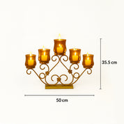 VON CASA 5 Votive T-Light Holder – Golden Vintage Mercury Glass