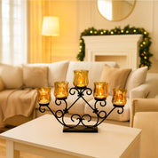 VON CASA 5 Votive T-Light Holder – Black & Golden Luster Glass