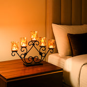 VON CASA 5 Votive T-Light Holder – Black & Golden Luster Glass