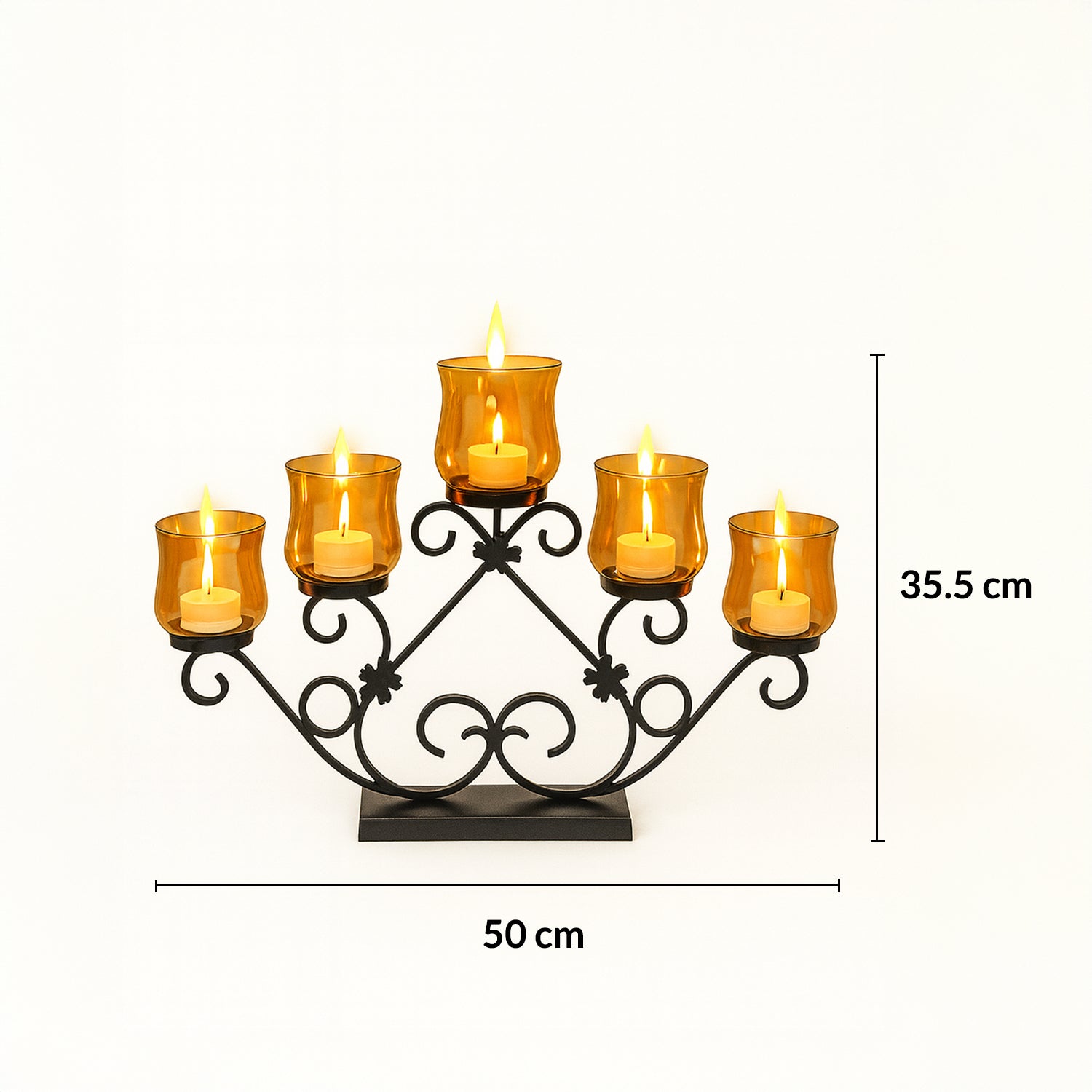 VON CASA 5 Votive T-Light Holder – Black & Golden Luster Glass