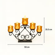 VON CASA 5 Votive T-Light Holder – Black & Golden Luster Glass