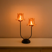 VON CASA Golden 2-Votive U T-Lite Holder – Metal & Glass