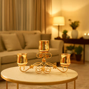VON CASA 3 Votive T-Light Holder – Golden Mercury Glass Elegance