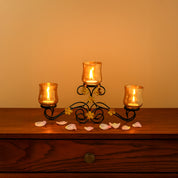 VON CASA 3 Votive T-Light Holder – Black Shine Luster Glass Brilliance