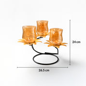 VON CASA Golden 3-Votive T-Lite Holder – Lustre Glass Finish