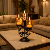 VON CASA 3 Votive T-Light Holder – Black & Golden Mercury Glass