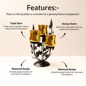 VON CASA 3 Votive T-Light Holder – Black & Golden Mercury Glass