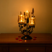 VON CASA 3 Votive T-Light Holder – Black & Golden Mercury Glass