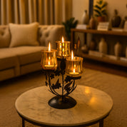 VON CASA 3 Votive T-Light Holder – Black & Golden Mercury Glass