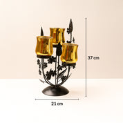 VON CASA 3 Votive T-Light Holder – Black & Golden Mercury Glass