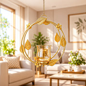 VON CASA Hanging T-Light Holder – Golden Circle with Luster Glass
