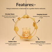 VON CASA Hanging T-Light Holder – Golden Circle with Luster Glass