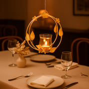 VON CASA Hanging T-Light Holder – Golden Circle with Luster Glass