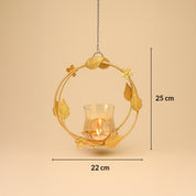 VON CASA Hanging T-Light Holder – Golden Circle with Luster Glass