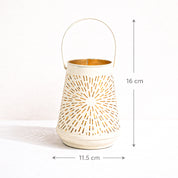 VON CASA Set of 2 Off-White & Grey T-Lite Holders – Rays Etching Design