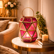 VON CASA T-Light Holder – Fuchsia & Turquoise Truncated Design