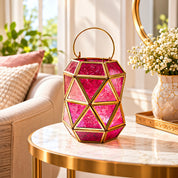 VON CASA T-Light Holder – Fuchsia & Turquoise Truncated Design