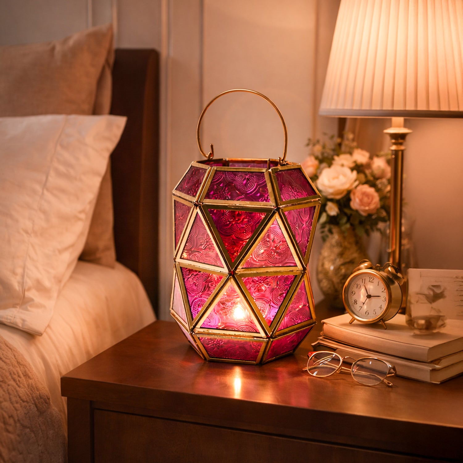 VON CASA T-Light Holder – Fuchsia & Turquoise Truncated Design