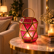 VON CASA T-Light Holder – Fuchsia & Turquoise Truncated Design