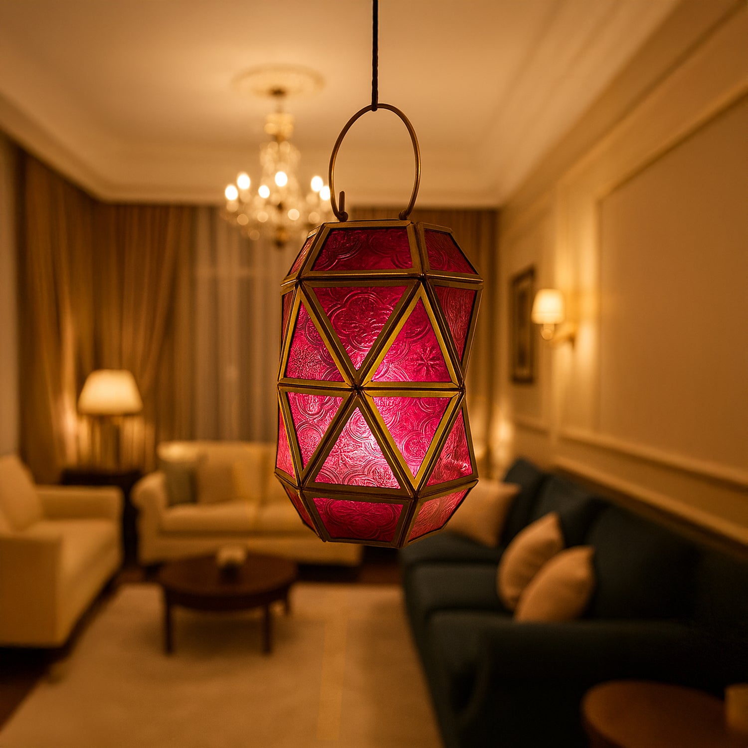 VON CASA T-Light Holder – Fuchsia & Turquoise Truncated Design