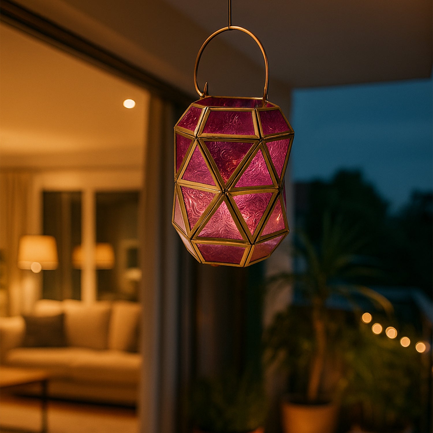 VON CASA T-Light Holder – Fuchsia & Turquoise Truncated Design