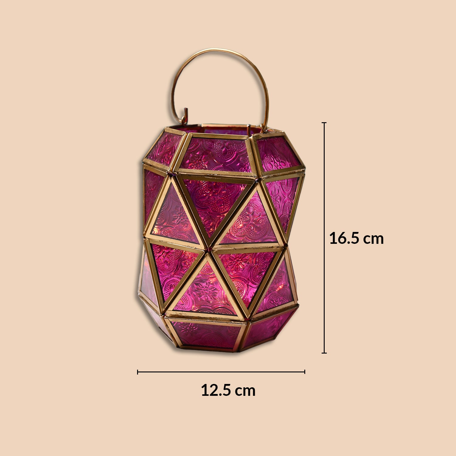 VON CASA T-Light Holder – Fuchsia & Turquoise Truncated Design