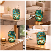 VON CASA Blue Truncated T-Lite Holder – Fushia & Turquoise Glass