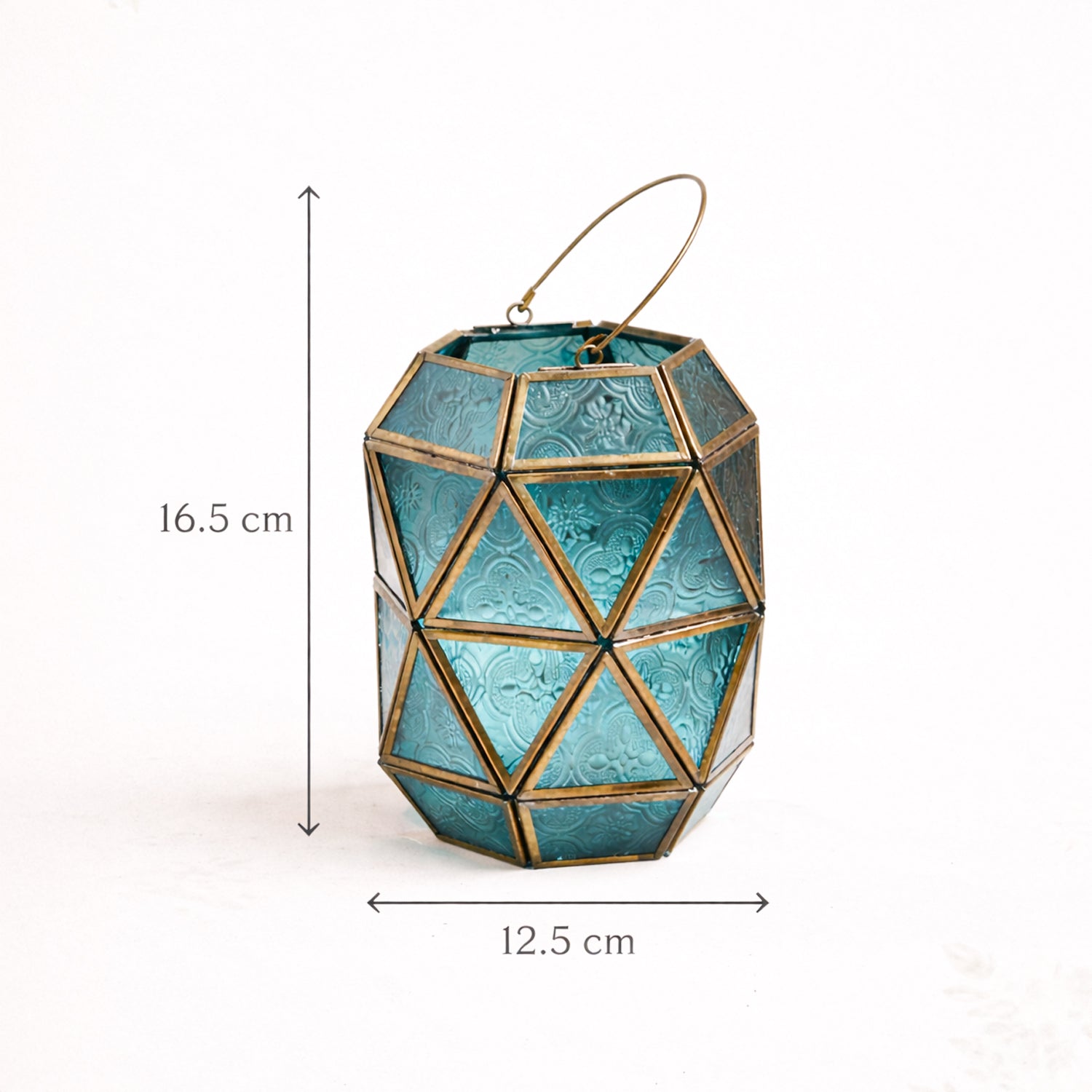 VON CASA Blue Truncated T-Lite Holder – Fushia & Turquoise Glass