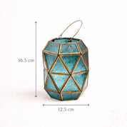 VON CASA Blue Truncated T-Lite Holder – Fushia & Turquoise Glass