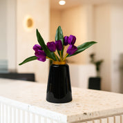 VON CASA Black with Golden Ring Vase