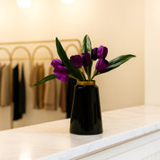 VON CASA Black with Golden Ring Vase