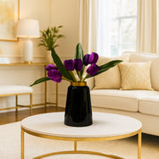 VON CASA Black with Golden Ring Vase