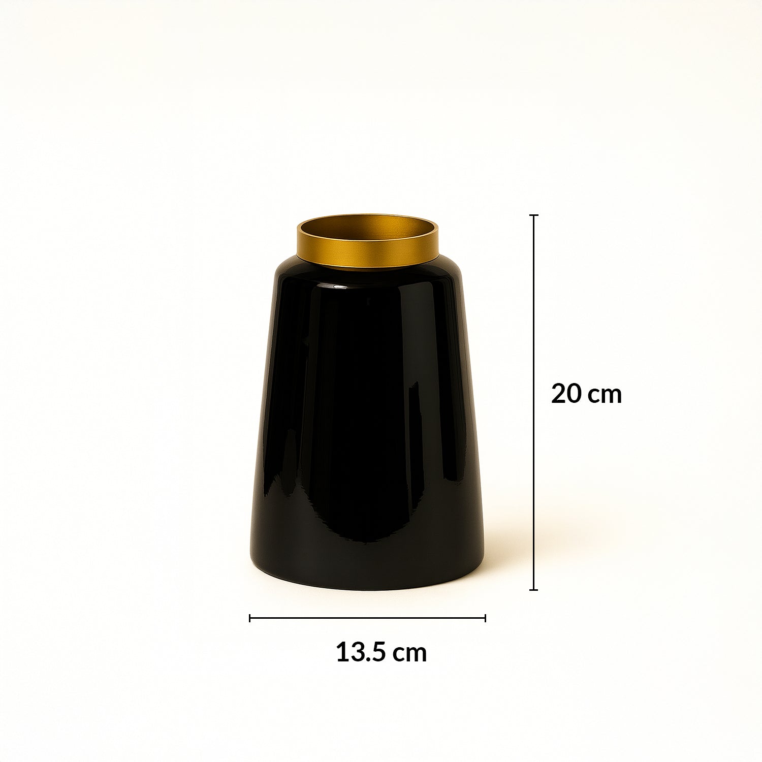 VON CASA Black with Golden Ring Vase