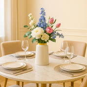 VON CASA Decorative Vase – White with Golden Ring
