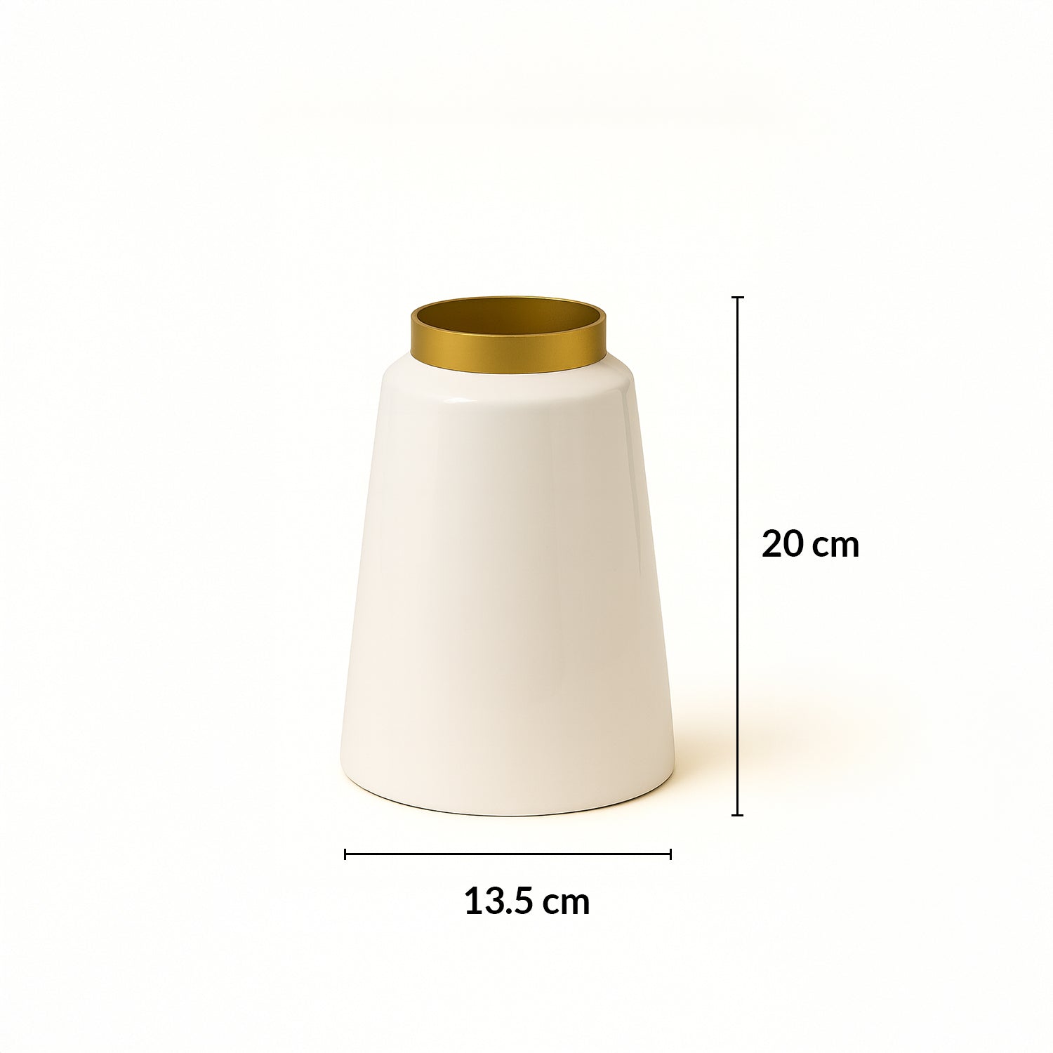 VON CASA Decorative Vase – White with Golden Ring