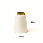 VON CASA Decorative Vase – White with Golden Ring