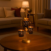 VON CASA Golden & Black Tree-Shaped T-Lite Holder – Matte Finish