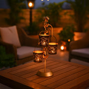 VON CASA Golden & Black Tree-Shaped T-Lite Holder – Matte Finish