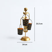 VON CASA Golden & Black Tree-Shaped T-Lite Holder – Matte Finish