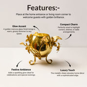 VON CASA Single T-Light Holder – Golden Sphere with Mercury Glass