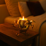VON CASA Single T-Light Holder – Golden Sphere with Mercury Glass