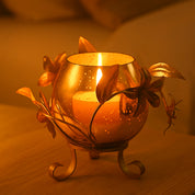 VON CASA Single T-Light Holder – Golden Sphere with Mercury Glass