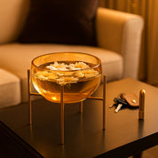 VON CASA Decorative Bowl with Stand – Golden Lustre Finish