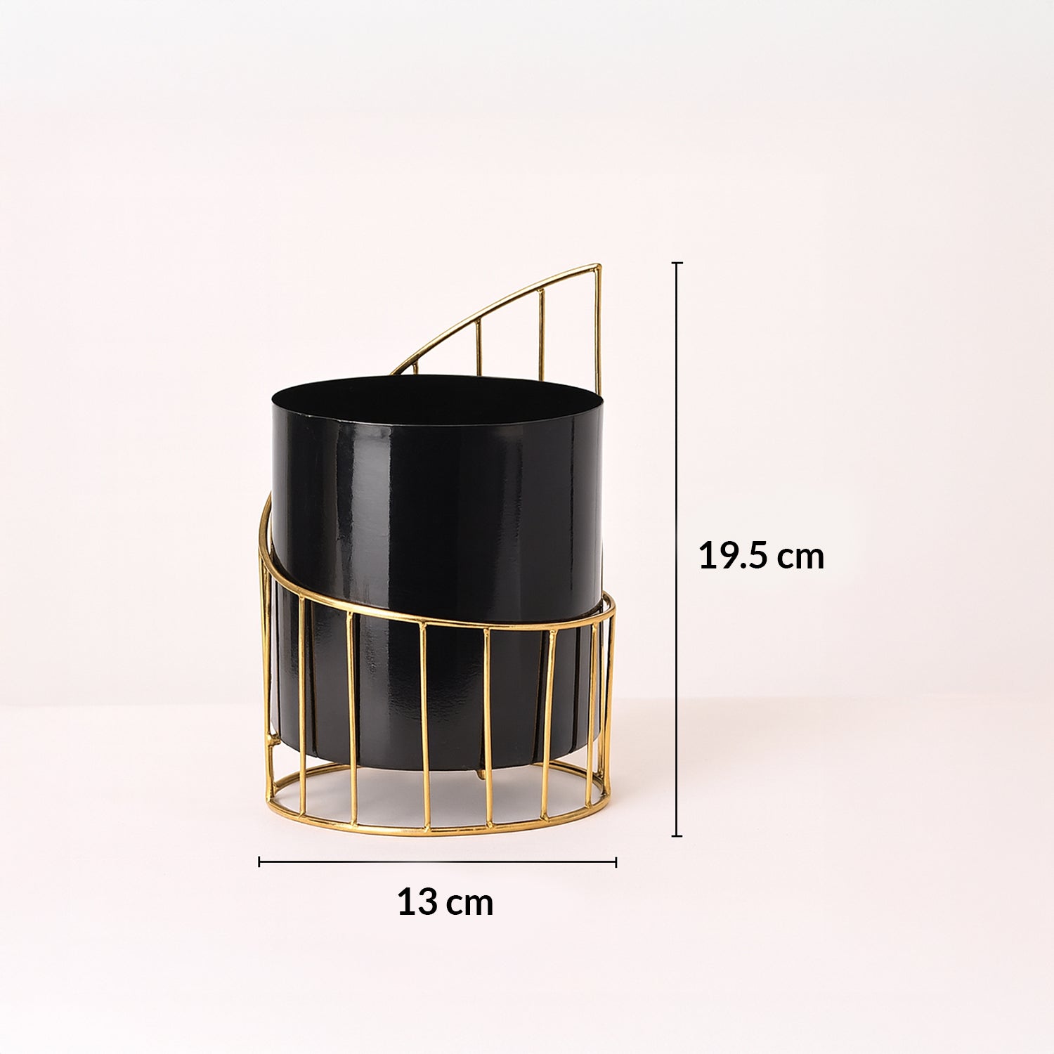 VON CASA Plant Pot with Stand – Golden & Black Gloria Design